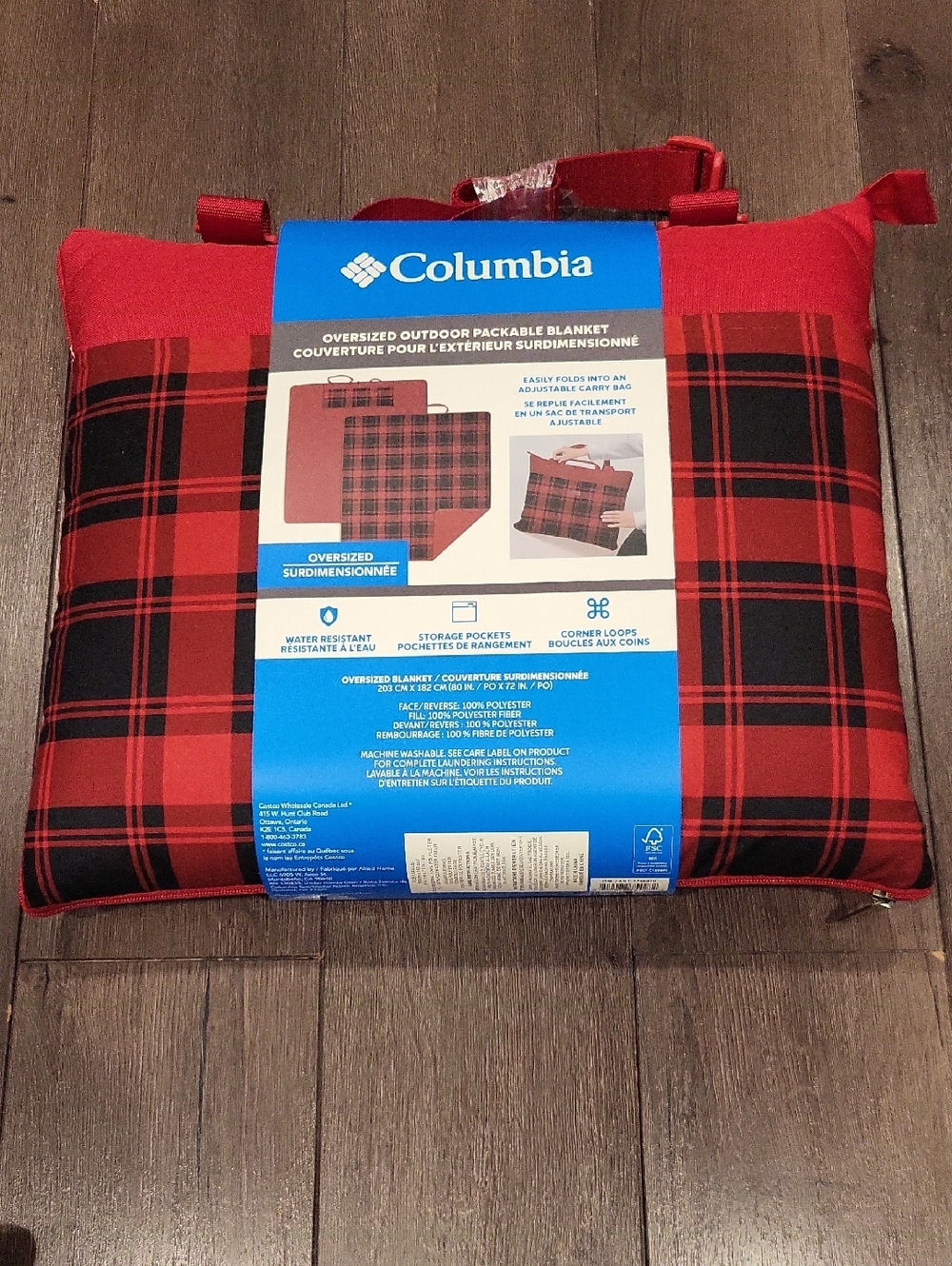 Columbia Red and Black Plaid Packable Outdoor Blanket